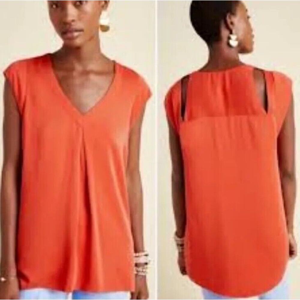 Anthropologie Maeve Ally Cupro Tunic Orange Medium